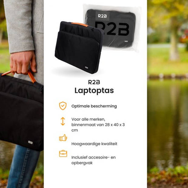 R2B Laptoptas 15 6 inch geschikt voor Laptops en Tablets - Laptoptas Dames & Heren - Laptophoes 15.6 inch - Laptoptassen