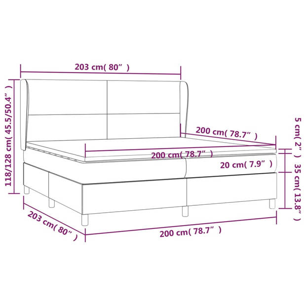 vidaXL Boxspring met matras stof donkerbruin 200x200 cm