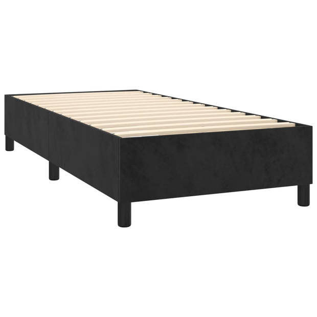 vidaXL Boxspring met matras en LED fluweel zwart 90x190 cm