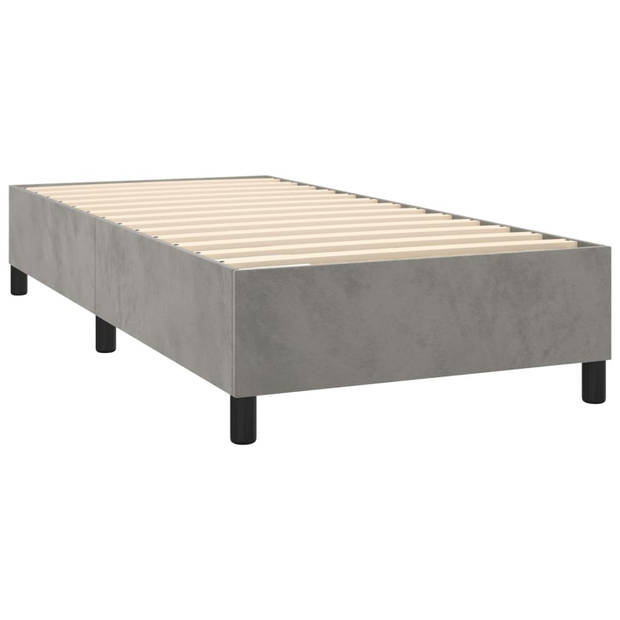 The Living Store Bedframe - Boxspring - LED - 193x90x118/128 cm - Zacht fluweel - Verstelbaar hoofdbord - Pocketvering