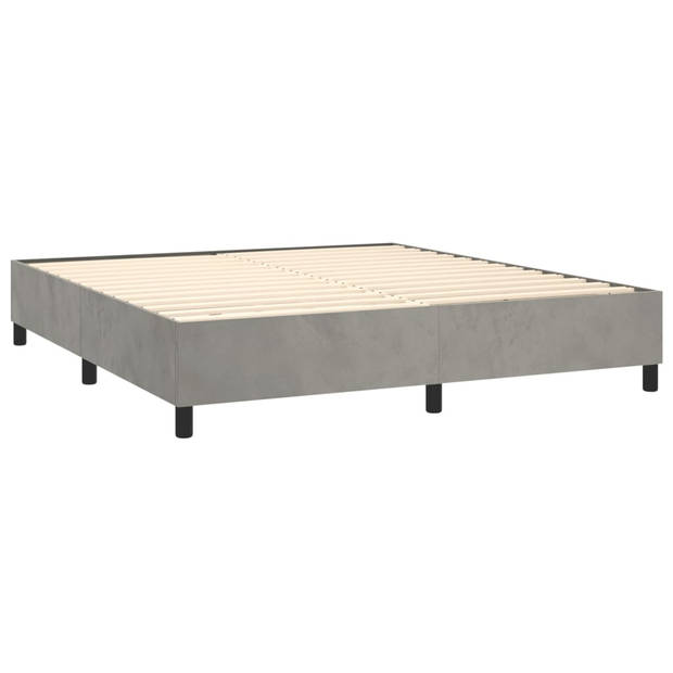 vidaXL Boxspring met matras en LED fluweel lichtgrijs 180x200 cm