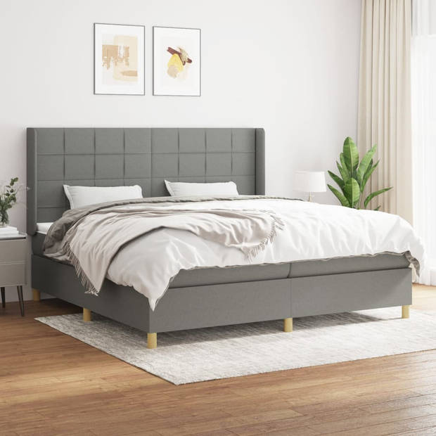 The Living Store Boxspringbed - Comfort - Bed - 203 x 203 x 118/128 cm - Donkergrijs