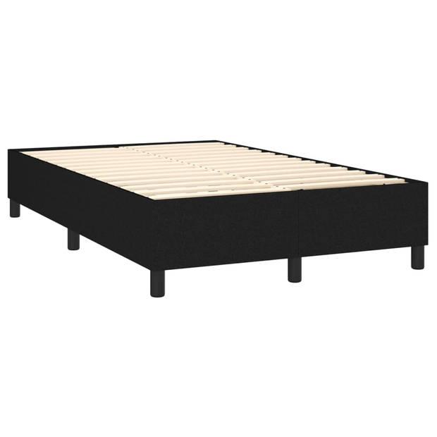 vidaXL Boxspring met matras stof zwart 140x190 cm