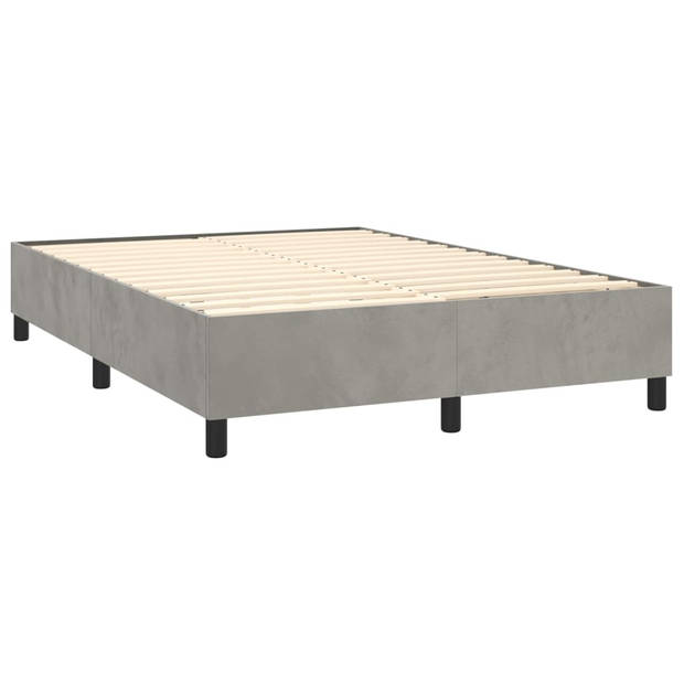 vidaXL Boxspring met matras en LED fluweel lichtgrijs 140x200 cm