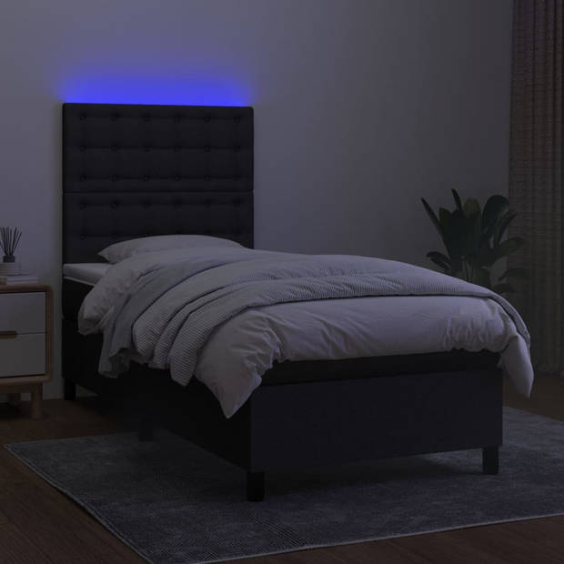 vidaXL Boxspring met matras en LED stof zwart 80x200 cm