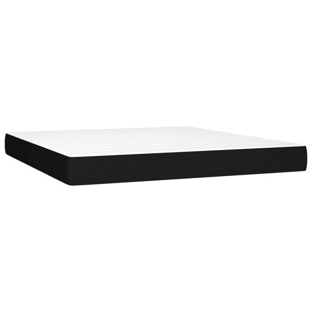 vidaXL Boxspring met matras en LED stof zwart 180x200 cm