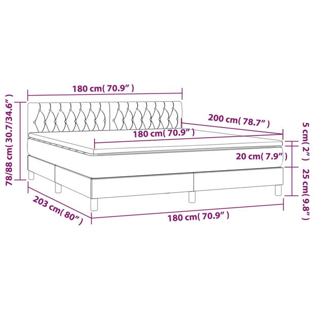 vidaXL Boxspring met matras fluweel donkerblauw 180x200 cm