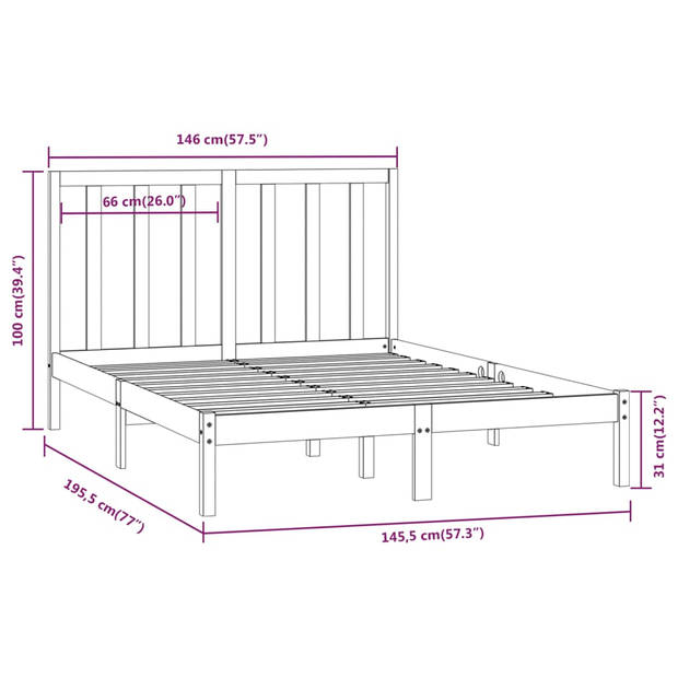 vidaXL Bedframe massief grenenhout 140x190 cm