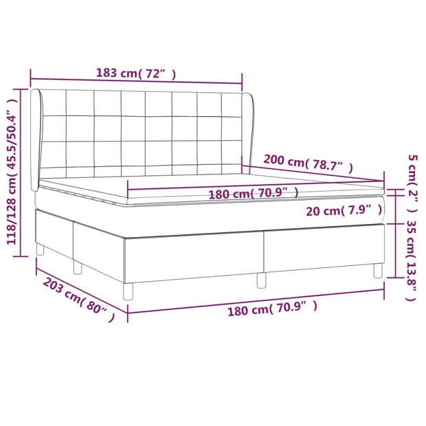 vidaXL Boxspring met matras fluweel donkergrijs 180x200 cm