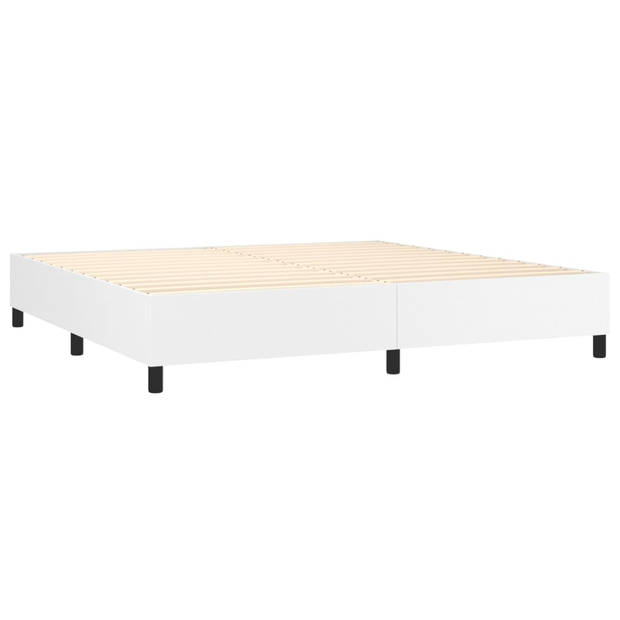 vidaXL Boxspring met matras en LED kunstleer wit 200x200 cm