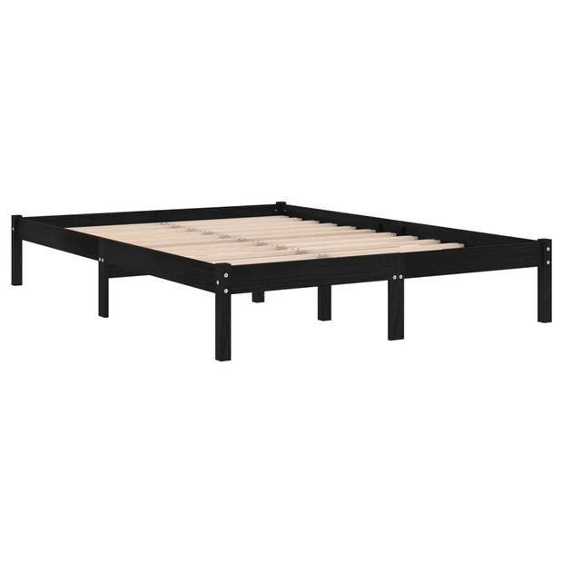 vidaXL Bedframe massief hout zwart 150x200 cm