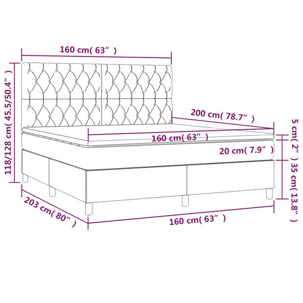 vidaXL Boxspring met matras fluweel roze 160x200 cm