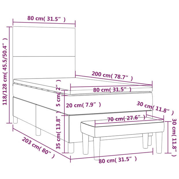 vidaXL Boxspring met matras kunstleer wit 80x200 cm