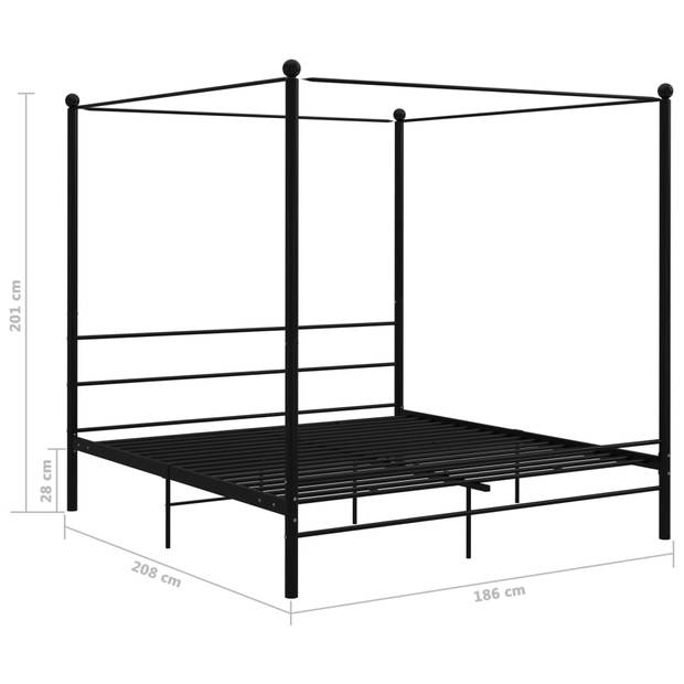 vidaXL Hemelbedframe metaal zwart 180x200 cm