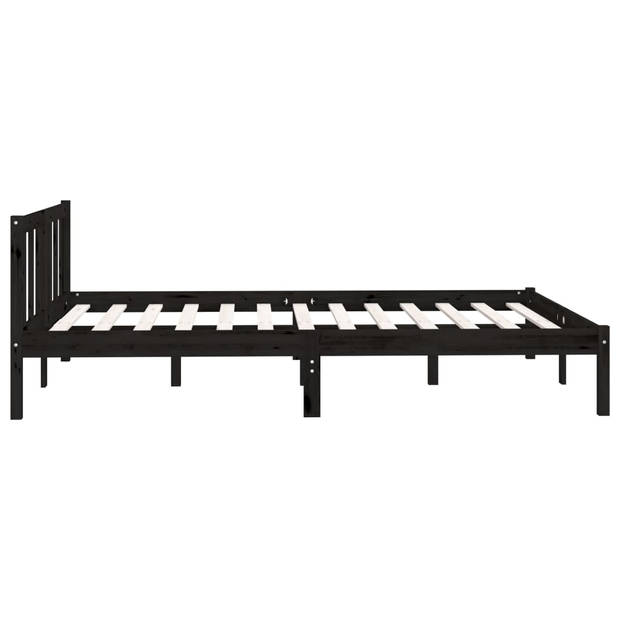 vidaXL Bedframe massief grenenhout zwart 150x200 cm