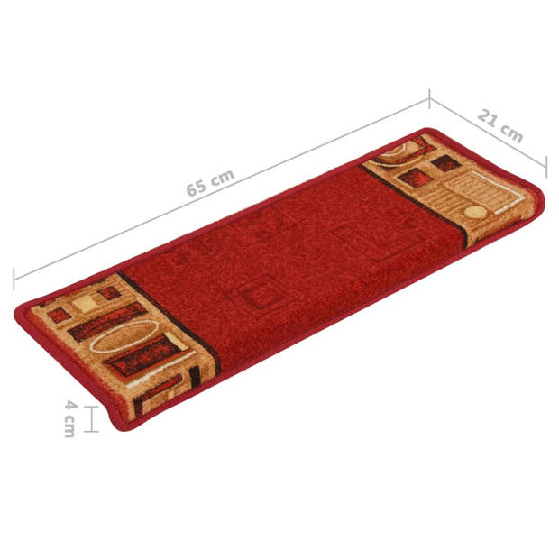 vidaXL Trapmatten zelfklevend 15 st 65x21x4 cm rood