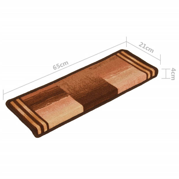 vidaXL Trapmatten zelfklevend 15 st 65x21x4 cm bruin