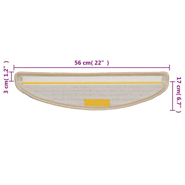 vidaXL Trapmatten 15 st 56x17x3 cm crèmekleurig