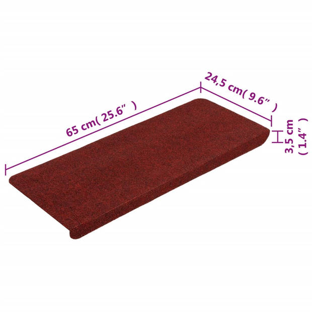 vidaXL Trapmatten zelfklevend 15 st 65x24,5x3,5 cm rood