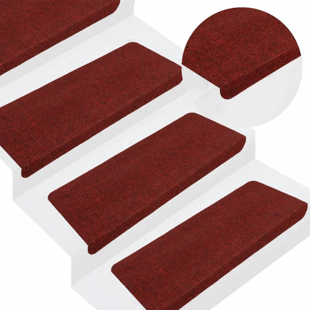 vidaXL Trapmatten zelfklevend 15 st 65x24,5x3,5 cm rood