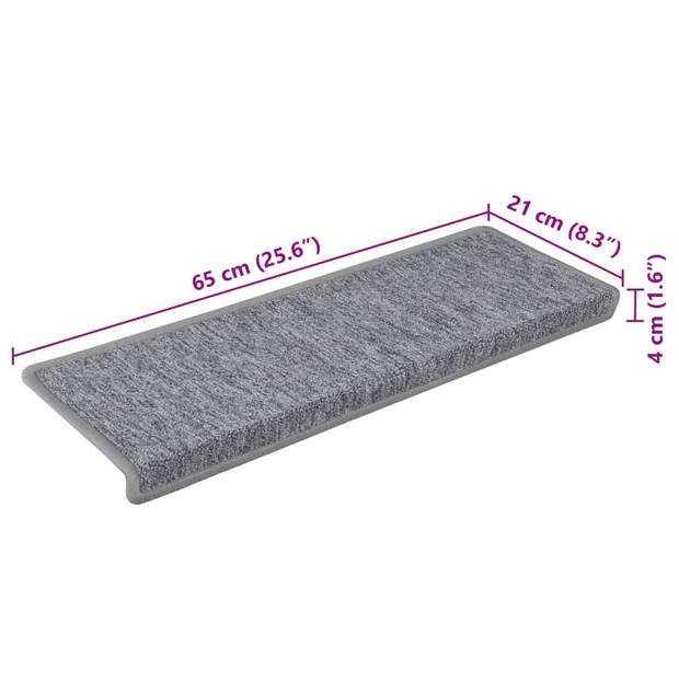 vidaXL Trapmatten 15 st 65x21x4 cm wit en grijs