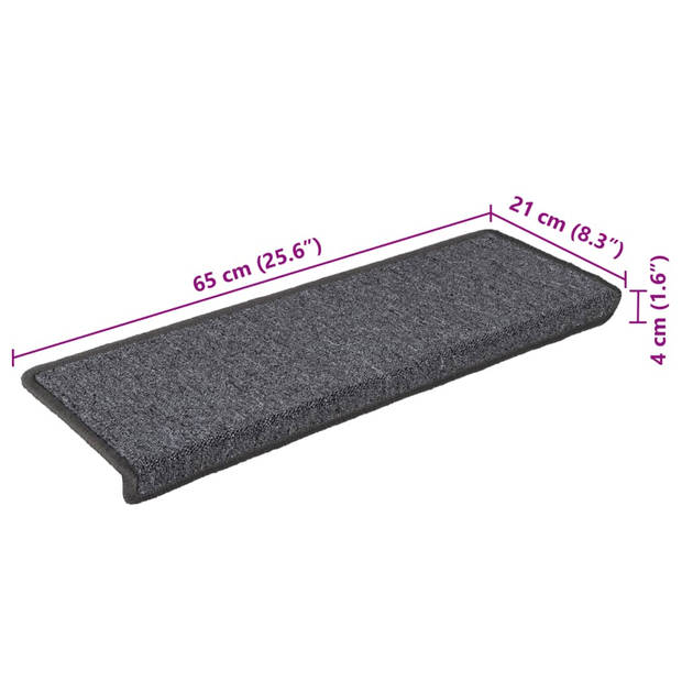 vidaXL Trapmatten 15 st 65x21x4 cm grijs en zwart