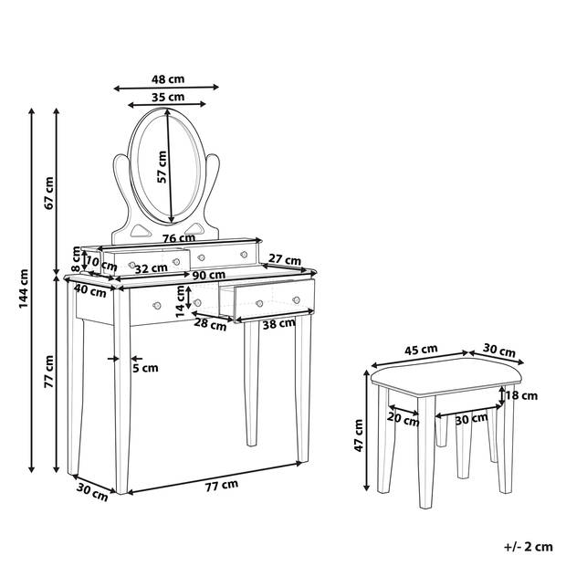 Beliani LUNE - Kaptafel-Wit-MDF