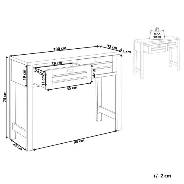 Beliani RANDA - Consoletafel-Lichte houtkleur-Vezelplaat