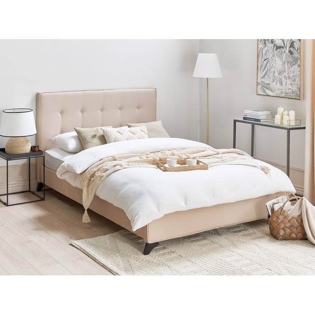 Beliani AMBASSADOR - Tweepersoonsbed-Beige-Polyester