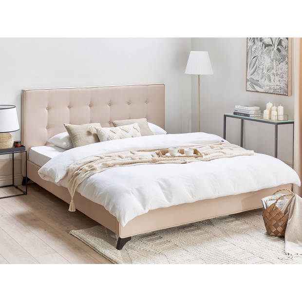 Beliani AMBASSADOR - Tweepersoonsbed-Beige-Polyester