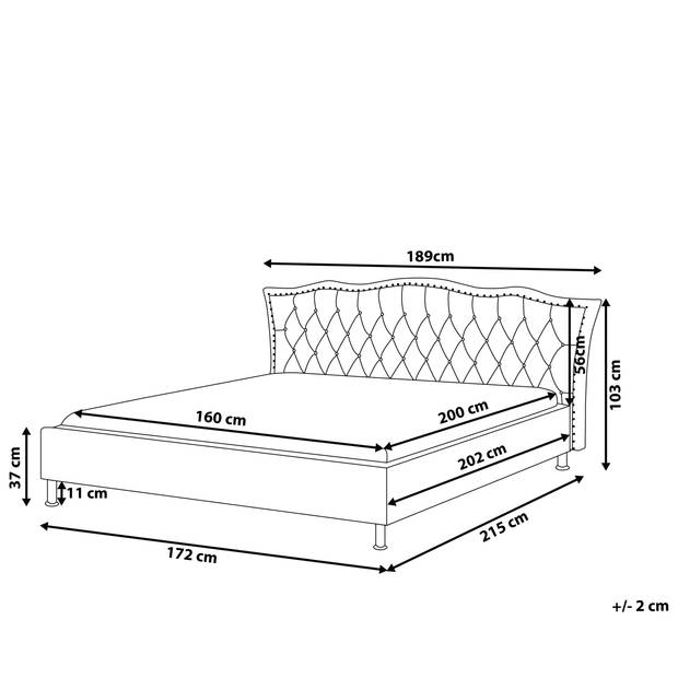 Beliani METZ - Tweepersoonsbed-Grijs-Polyester