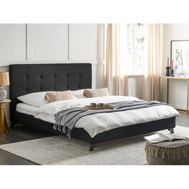 Beliani AMBASSADOR - Tweepersoonsbed-Zwart-Chenille