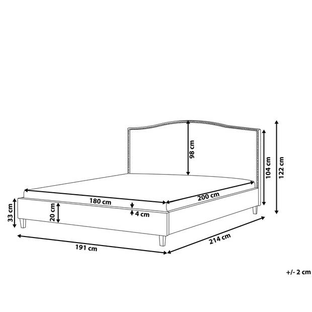 Beliani MONTPELLIER - Tweepersoonsbed met LED-verlichting-Grijs-Polyester