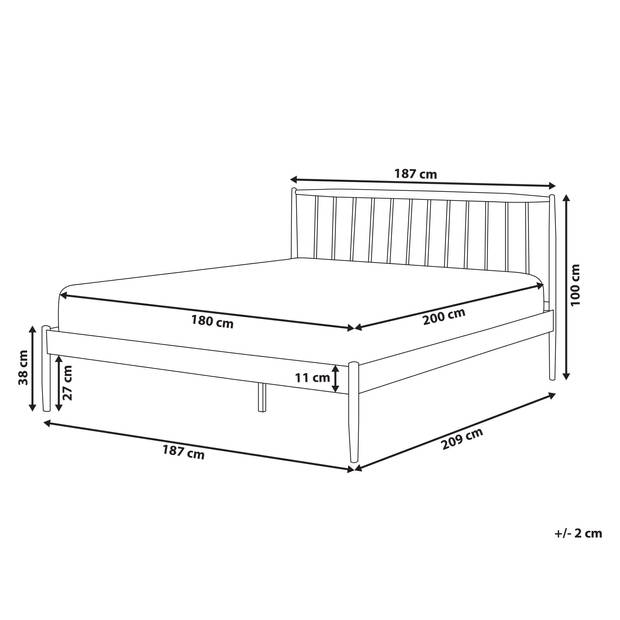 Beliani MAURS - Tweepersoonsbed-Wit-Staal