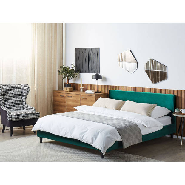 Beliani FITOU - Bekleding voor bedframe-Groen-Fluweel