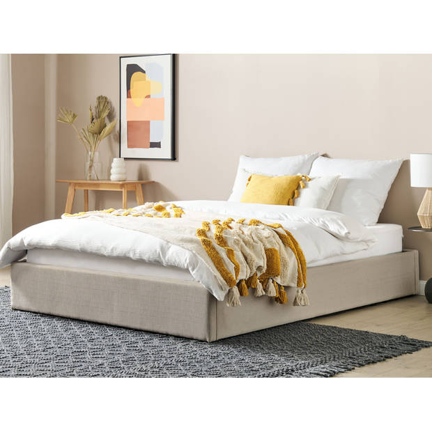 Beliani DINAN - Tweepersoonsbed-Beige-Polyester