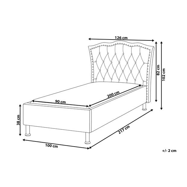 Beliani METZ - Eenpersoonsbed-Grijs-Polyester