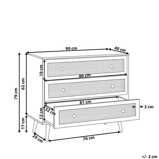 Beliani PONCA - Commode-Lichte houtkleur-Vezelplaat