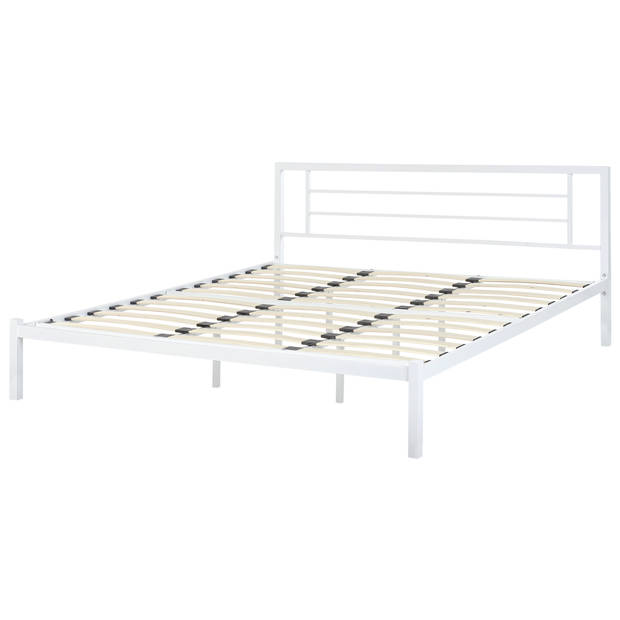 Beliani CUSSET - Tweepersoonsbed-Wit-Staal