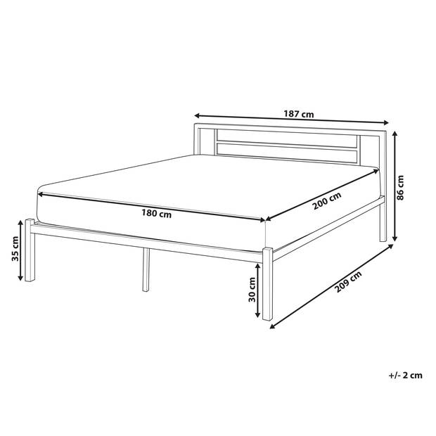 Beliani CUSSET - Tweepersoonsbed-Wit-Staal