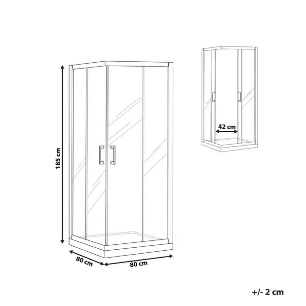 Beliani TELA - Douchecabine-Zilver-Veiligheidsglas