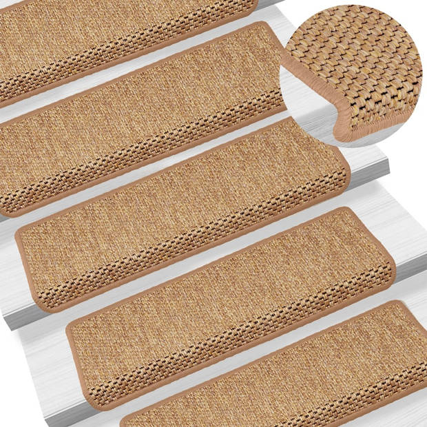 vidaXL Trapmatten zelfklevend 15 st sisal-look 65x21x4 cm oranje