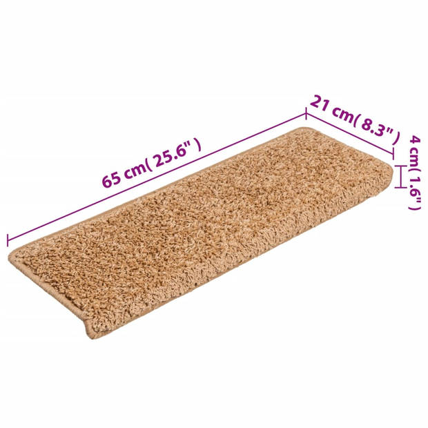 vidaXL Trapmatten 10 st 65x21x4 cm beige