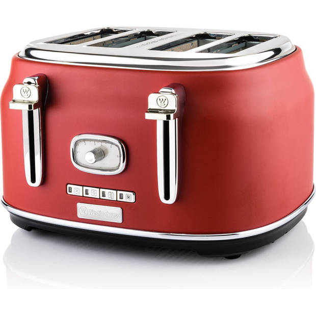 Westinghouse Retro Waterkoker + Broodrooster 4 Sleuven - Rood