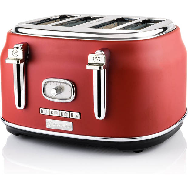 Westinghouse Retro Waterkoker + Broodrooster 4 Sleuven - Rood