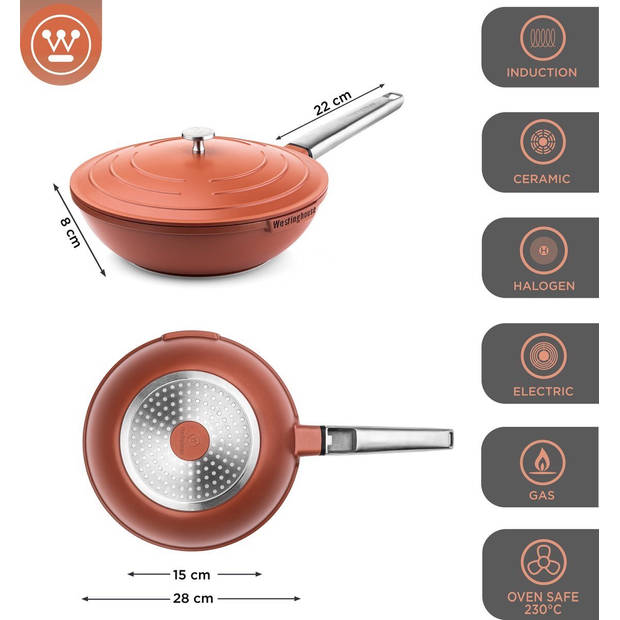 Westinghouse Pannenset Performance - Rood - 8 pannen - Complete pannenset - Inductie en alle andere warmtebronnen