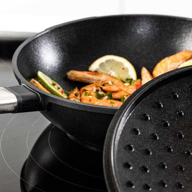 Westinghouse Pannenset Performance (Wokpan + Grillpan) ø 28 cm - Zwart - Inductie en alle andere warmtebronnen