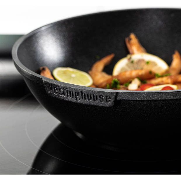 Westinghouse Pannenset Performance (Wokpan + Grillpan) ø 28 cm - Zwart - Inductie en alle andere warmtebronnen