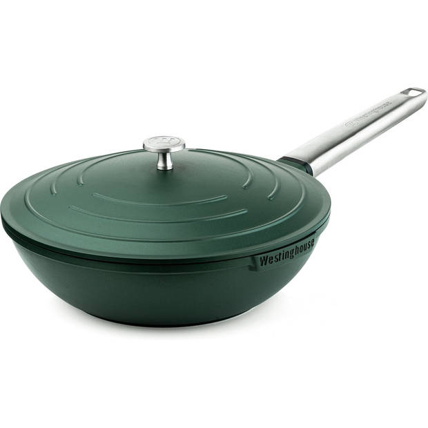 Westinghouse Pannenset Performance (Wokpan + Grillpan) ø 28 cm - Groen - Inductie en alle andere warmtebronnen