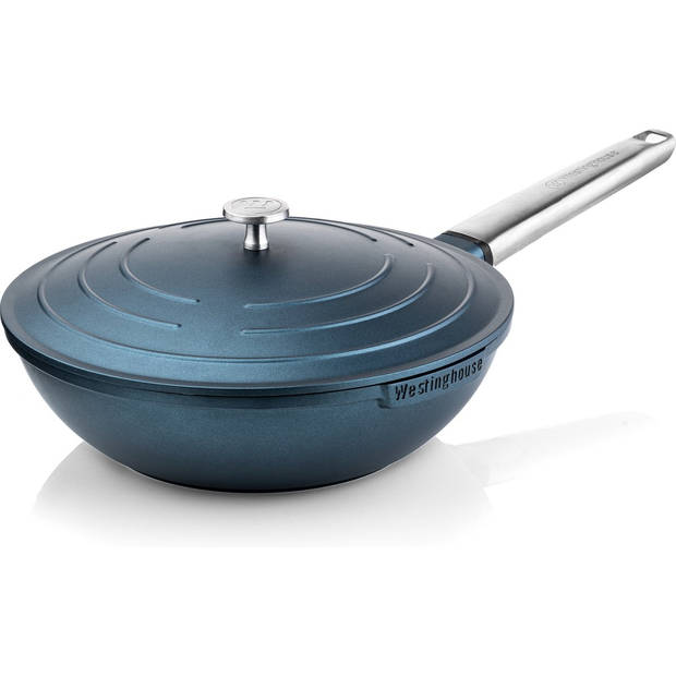 Westinghouse Pannenset Performance (Wokpan + Grillpan) ø 28 cm - Blauw - Inductie en alle andere warmtebronnen